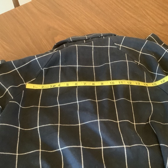 Abercrombie & Fitch Navy Windowpane Trench Coat – Size XL - Picture 11 of 14